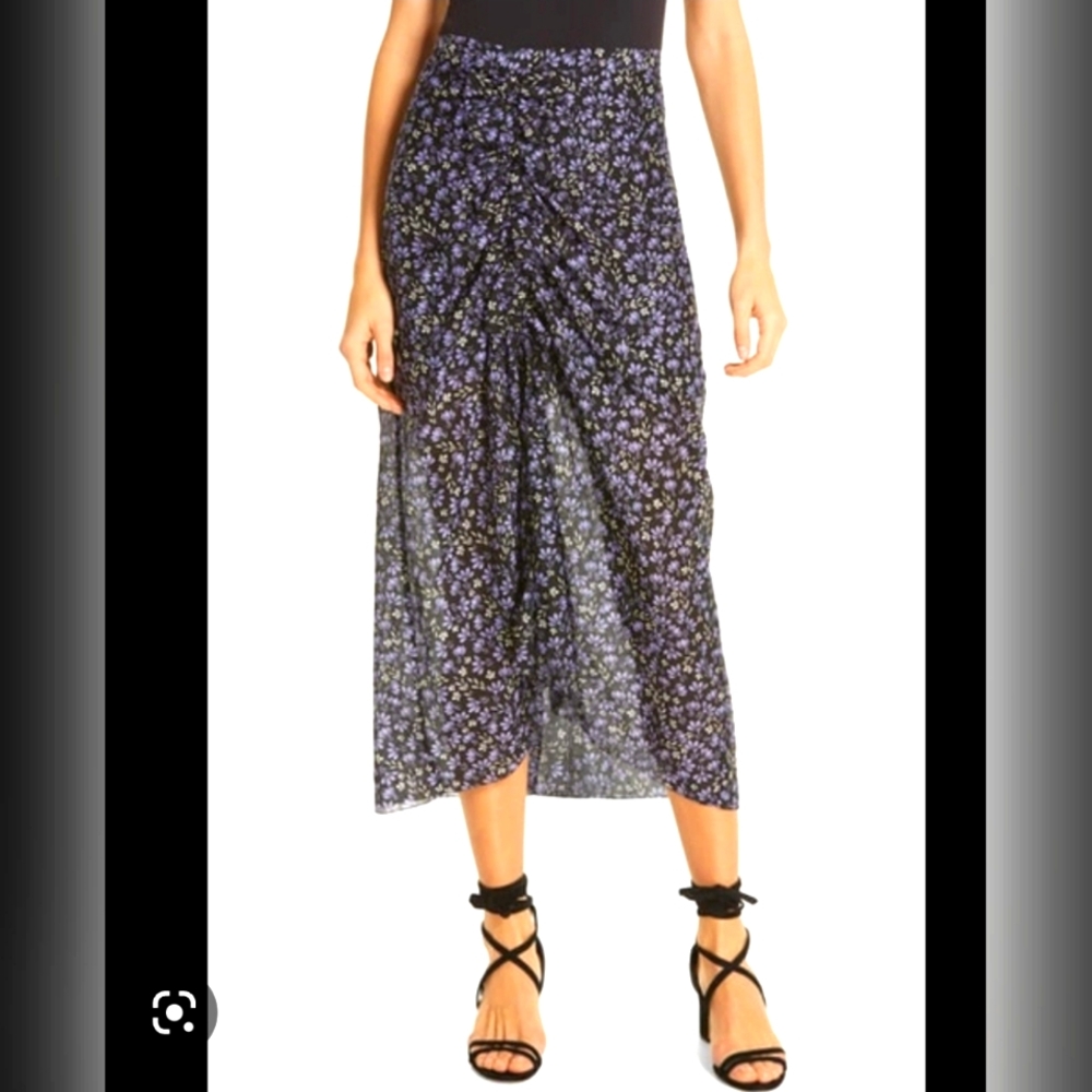 Robert Rodriguez Lily Floral‎ Print Ruched Midi Skirt Size S